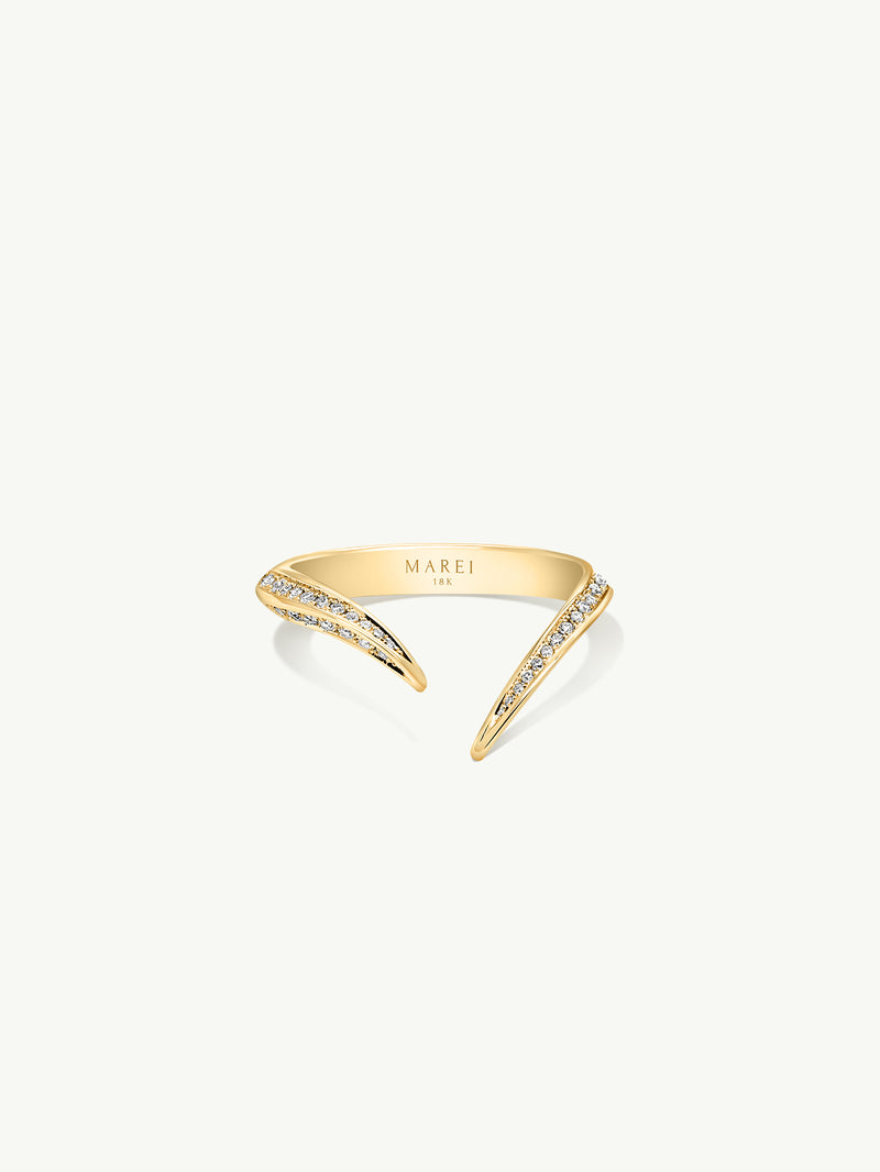 Ayla Arabesque Ring With Pavé-Set Brilliant White Diamonds In 18K Yellow Gold