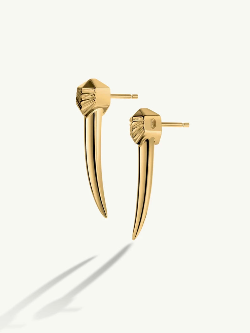 Damian Horn Talisman Dagger Earrings In 18K Yellow Gold