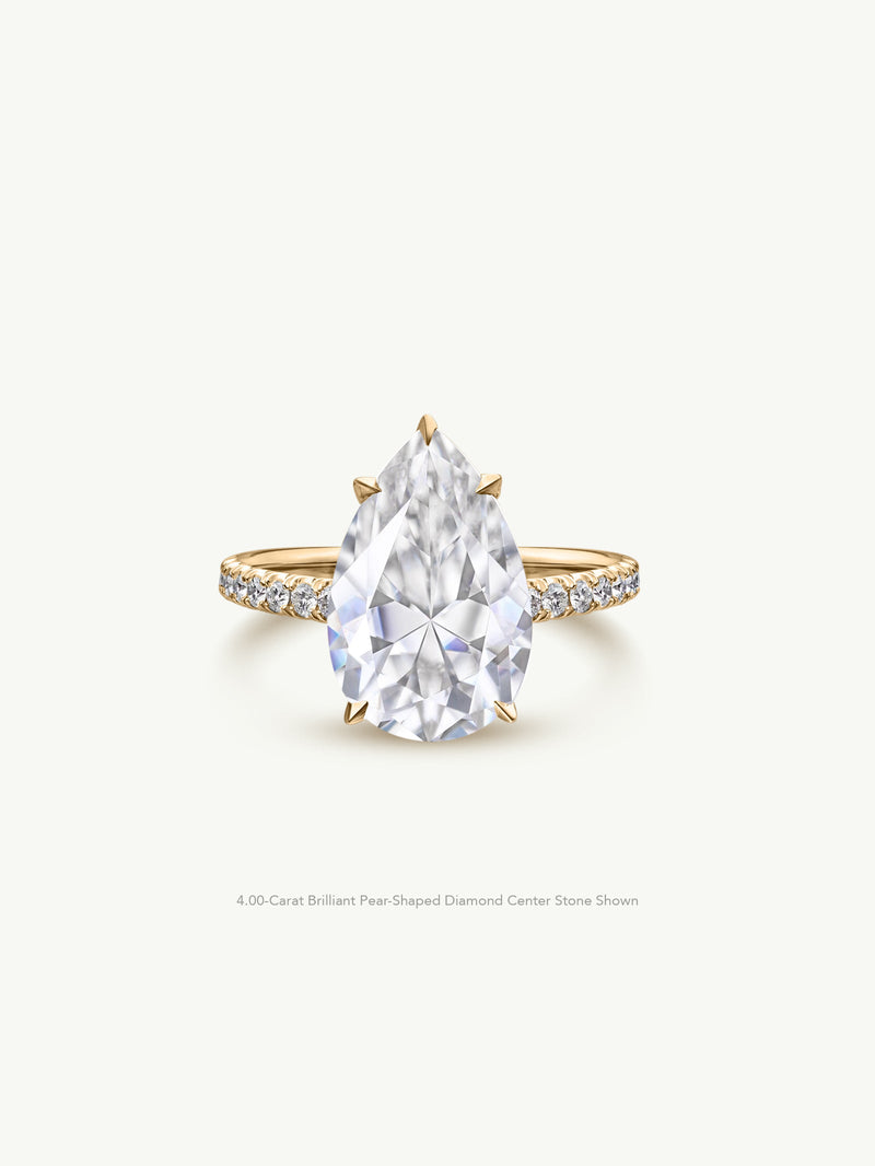 Safaa Pear-Shaped Brilliant Cut White Diamond Engagement Ring In 18K Yellow Gold