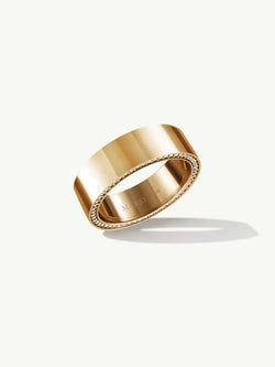Ignis Wide Diamond Edge Accented Band In 18K Yellow Gold - 6MM