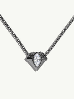 Alexandria Pendant Necklace With 0.50CT Marquise-Cut Diamond In Blackened 18K Gold