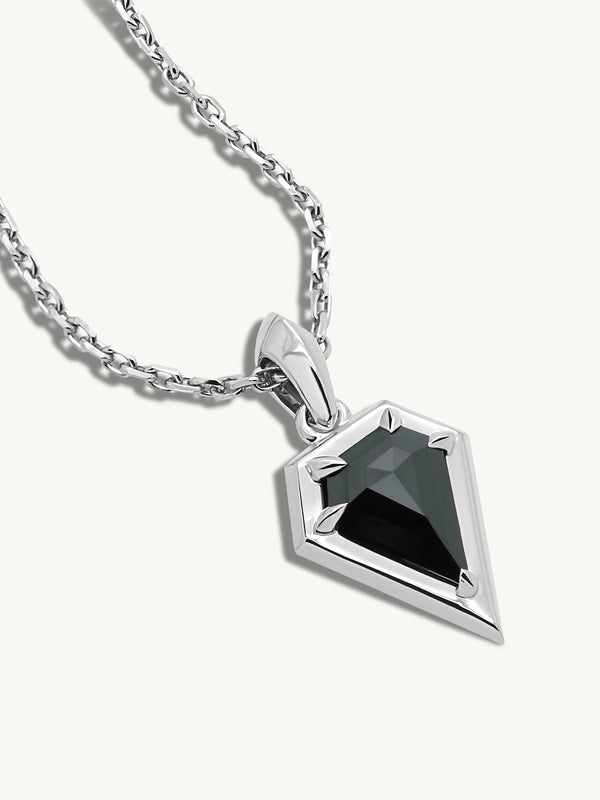 Aphrodite Amulet Pendant Necklace With Black Diamond In 18K White Gold