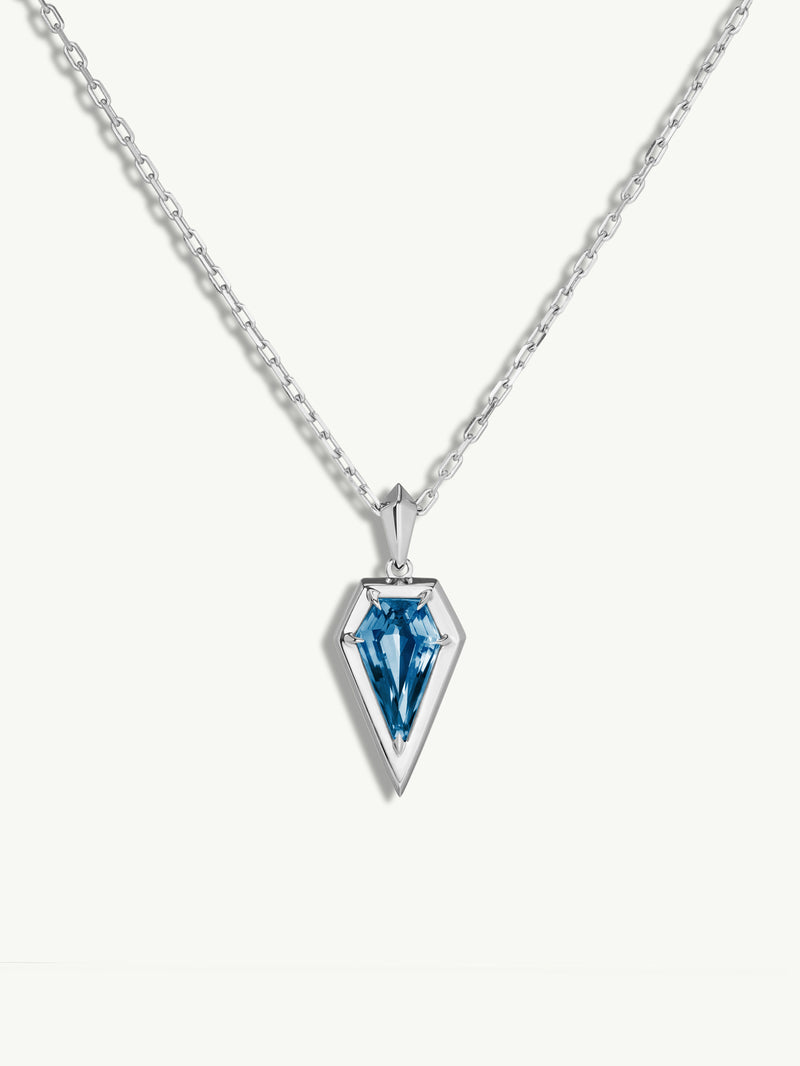 Aphrodite Amulet Pendant Necklace With Blue Topaz In 18K White Gold