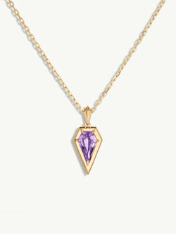Aphrodite Amulet Pendant Necklace With Amethyst Gemstone In 18K Yellow Gold