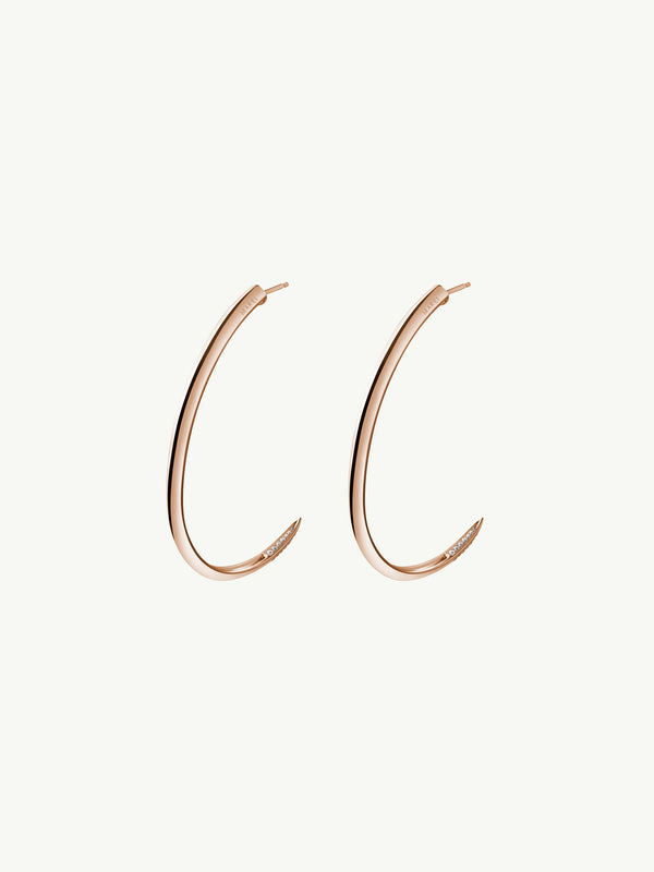 Asasara Hoop Earrings With Pavé White Diamond Tips In 18K Rose Gold