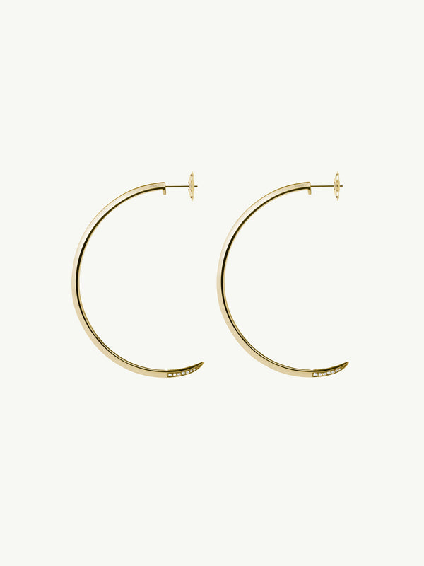 Asasara Hoop Earrings With Pavé White Diamond Tips In 18K Yellow Gold - 1