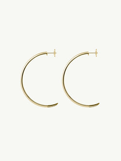 Asasara Hoop Earrings With Pavé White Diamond Tips In 14K Yellow Gold