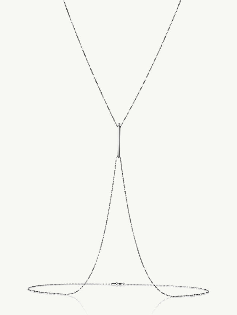 Aracelis Body Chain Necklace With Brilliant-Cut Round Diamond In 18K Blackened Gold