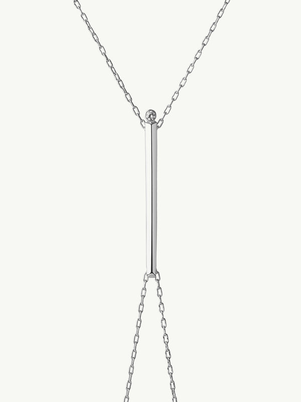 Aracelis White Diamond Body Chain Necklace In Sterling Silver