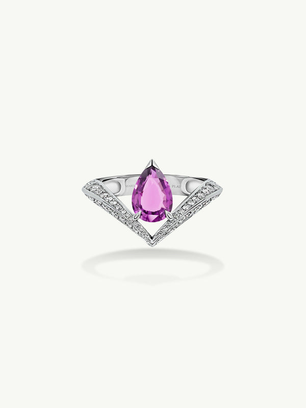 Dorian Floating Teardrop-Shaped Vivid Pink Sapphire Engagement Ring In Platinum