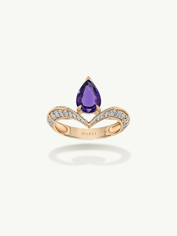 Dorian Floating Teardrop-Shaped Ultra Violet Purple Sapphire Engagement Ring In 18K Yellow Gold