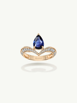 Dorian Floating Teardrop-Shaped Royal Blue Sapphire Engagement Ring In 18K Yellow Gold