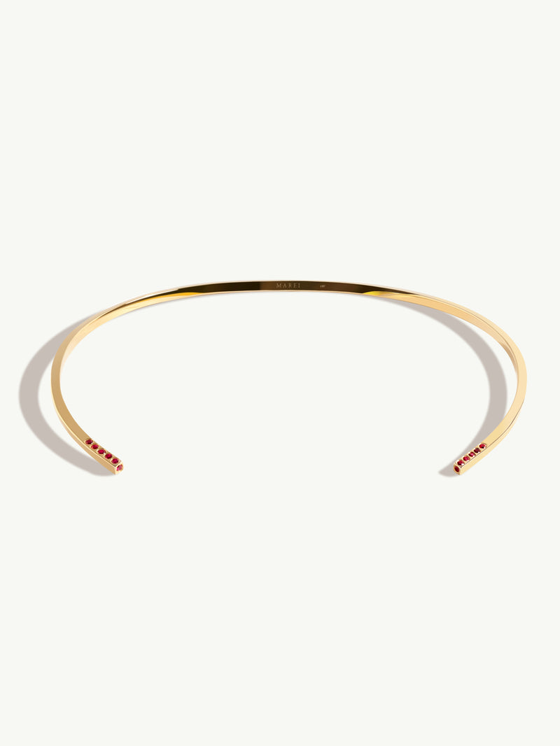 Laela Choker Necklace With Brilliant-Cut Ruby Gemstones In 18K Yellow Gold