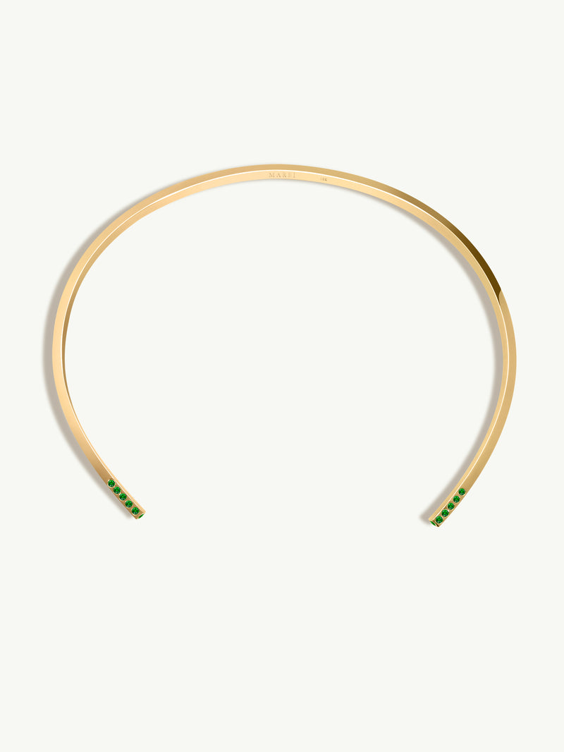 Laela Choker Necklace With Brilliant-Cut Tsavorite Garnet Gemstones In 18K Yellow Gold