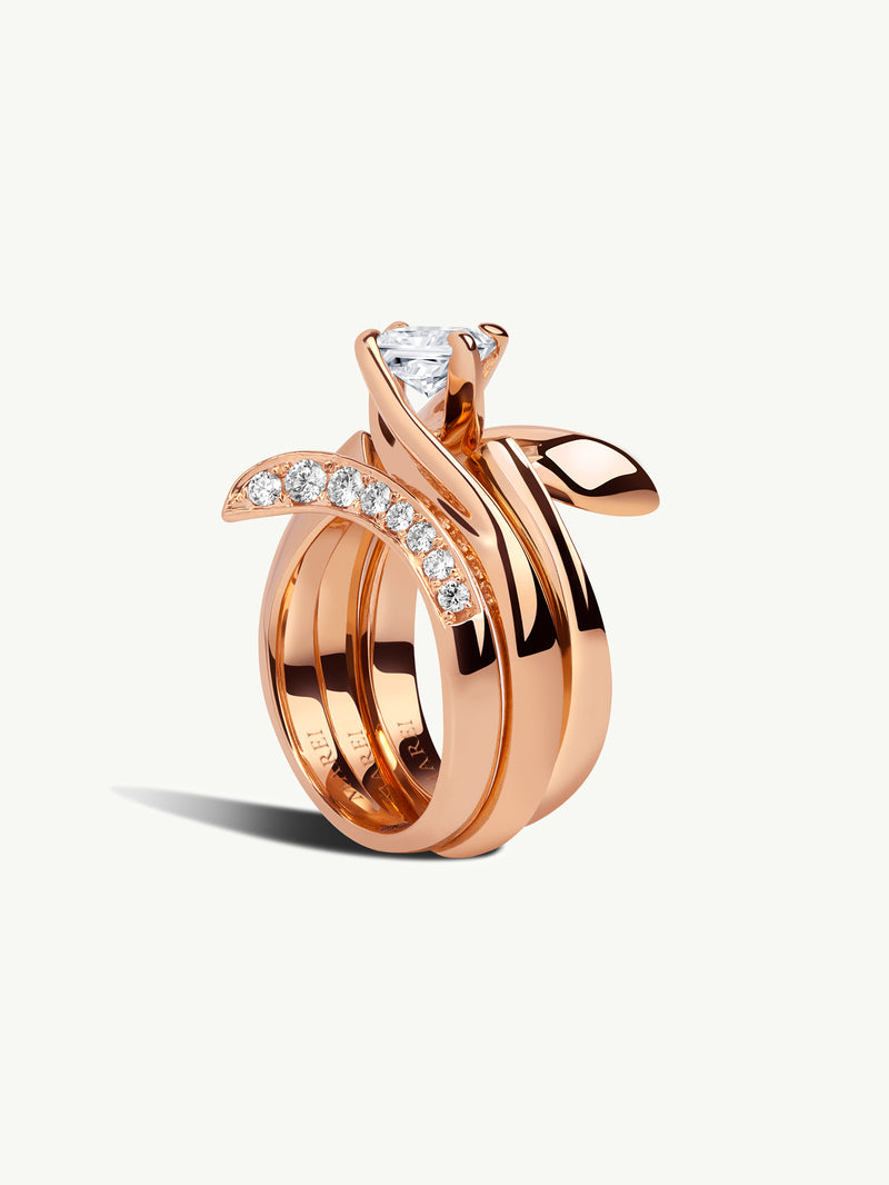 Pythia Twist Pavé Diamond Bridal Ring Set in 18K Rose Gold Image 1