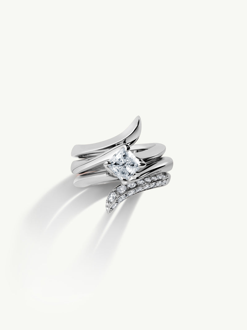 Pythia Serpentine Twist Pavé White Diamond Wedding Ring In Platinum - Image 4