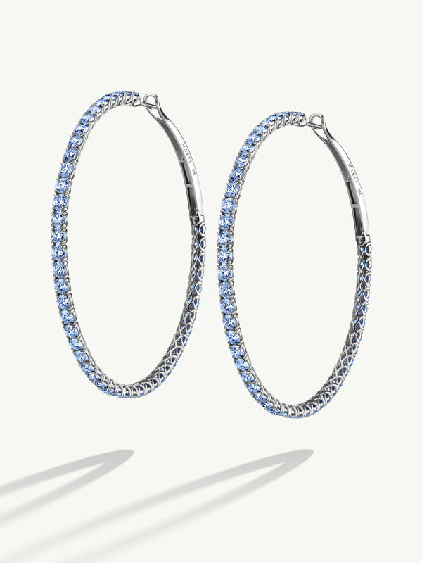 Seraphina XL Hoop Earrings With Brilliant-Cut Blue Sapphires In 18K White Gold