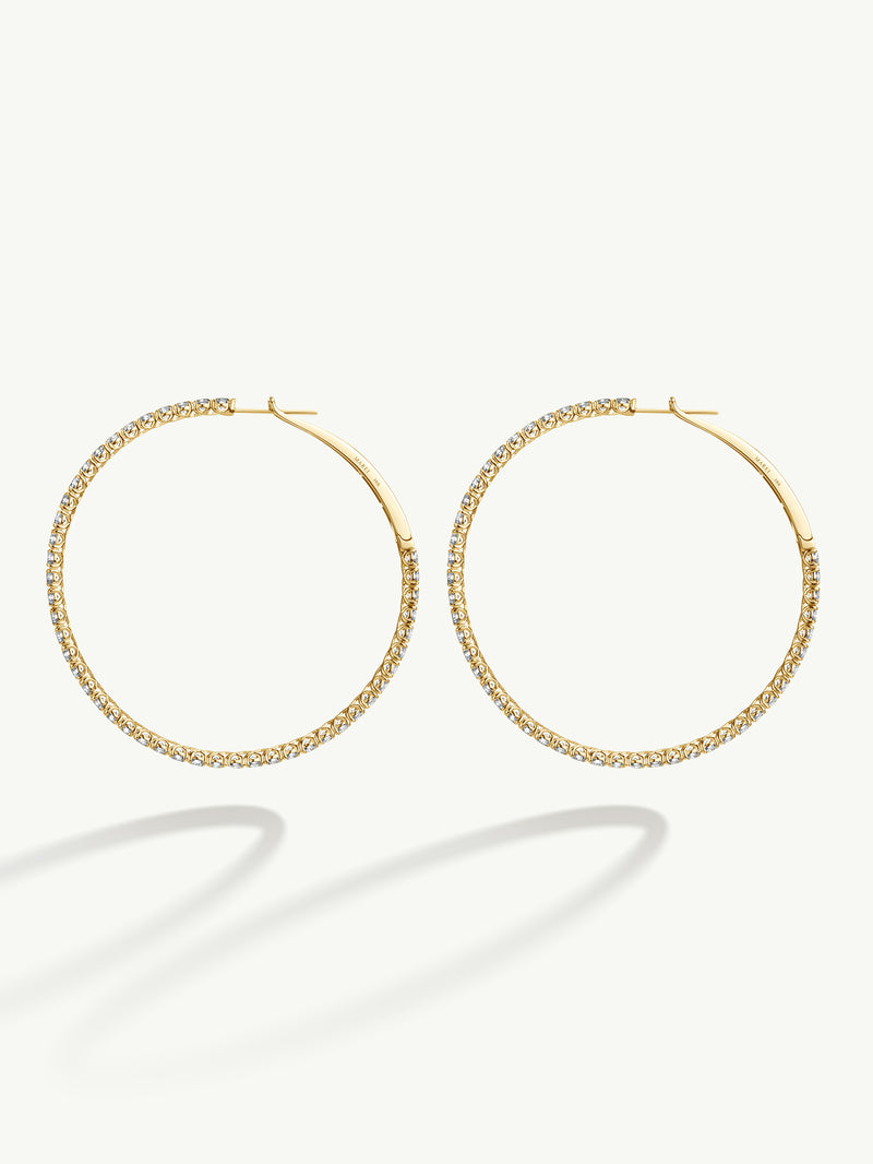 Seraphina XL Brilliant-Cut White Diamond Hoop Earrings In 18K Yellow Gold
