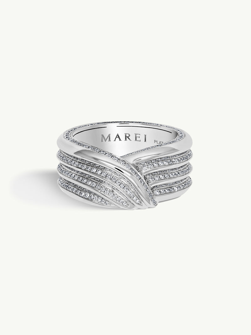 Pharaoh II Pavé-Set Brilliant White Diamond Ring In Platinum