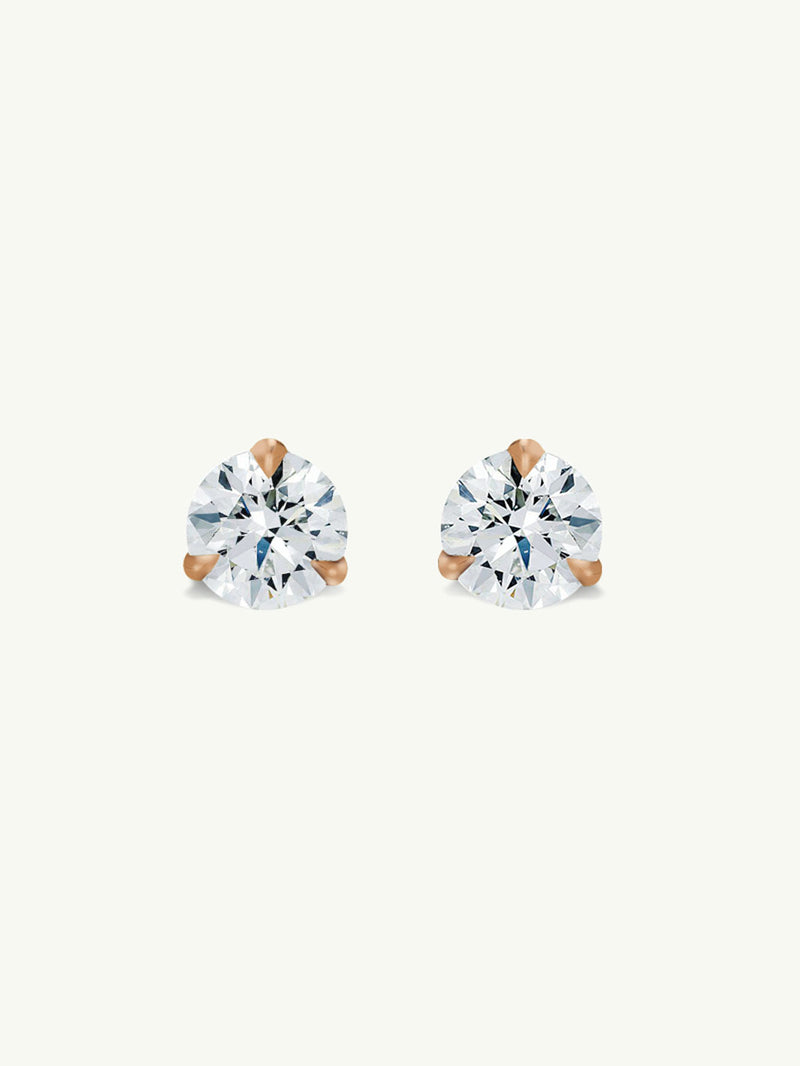 Solitaire White Diamond Stud Earrings, 1.00CTS