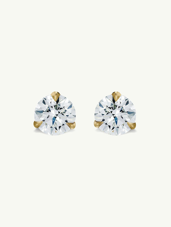 Solitaire White Diamond Stud Earrings, 2.00CTS