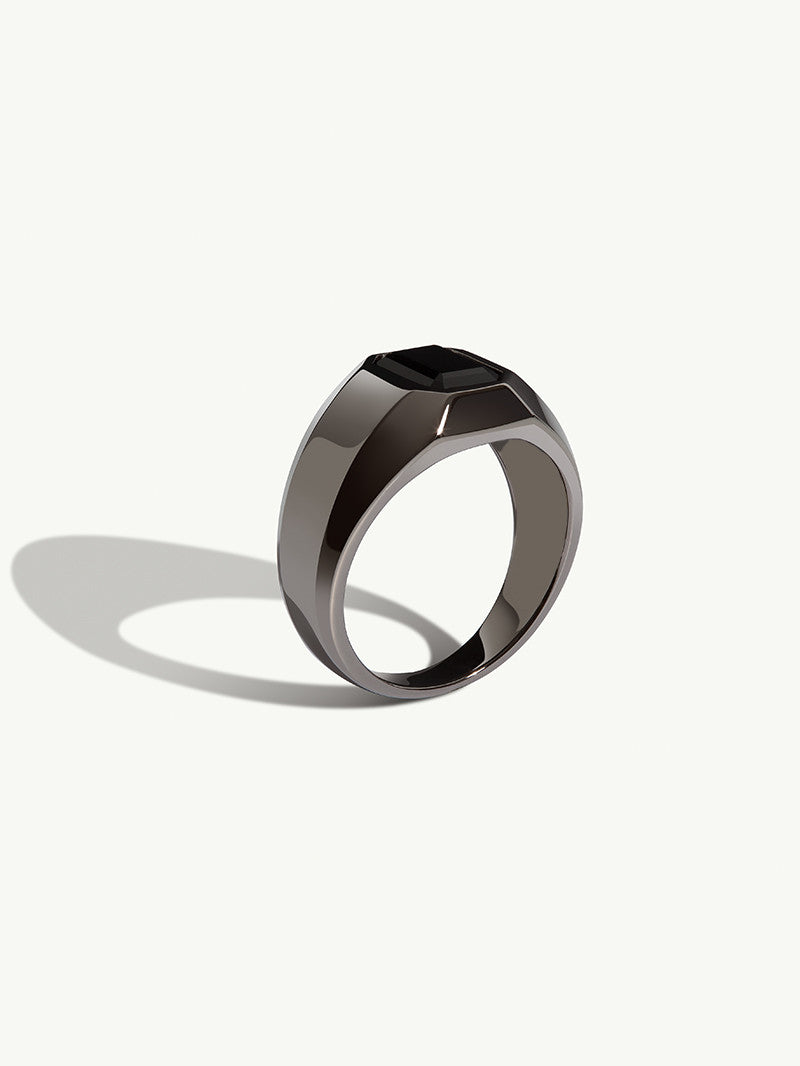Virtus Onyx Signet Ring In Blackened Silver