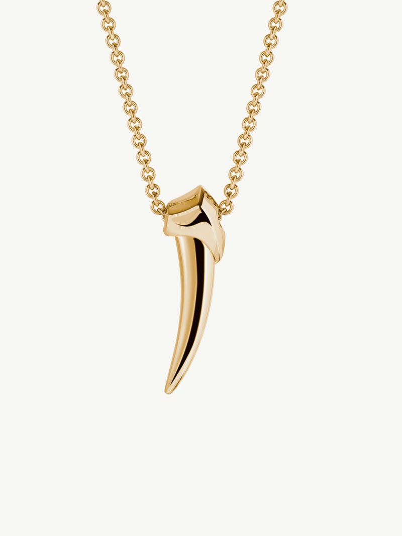 Damian Brevis Horn Talisman Pendant Necklace In 18K Yellow Gold, 36mm