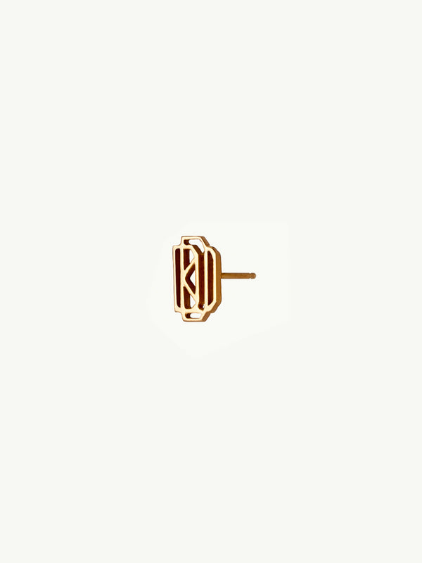 Diaboli Kill Monogram Single Stud Earring In 18K Gold