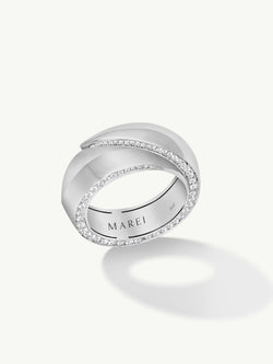 Sahara Oasis Ring With Pavé-Set Brilliant White Diamonds In Platinum, 8mm