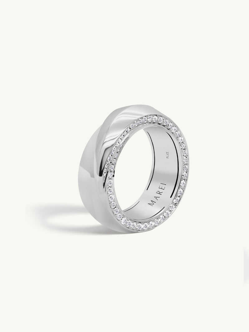 Sahara Oasis Ring With Pavé-Set Brilliant White Diamonds In Platinum, 8mm